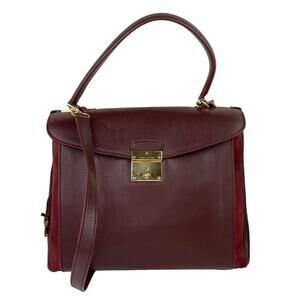 Marc Jacobs Bordo Handbag Leather Italy Satchel Suede Brown Burgundy ITALY